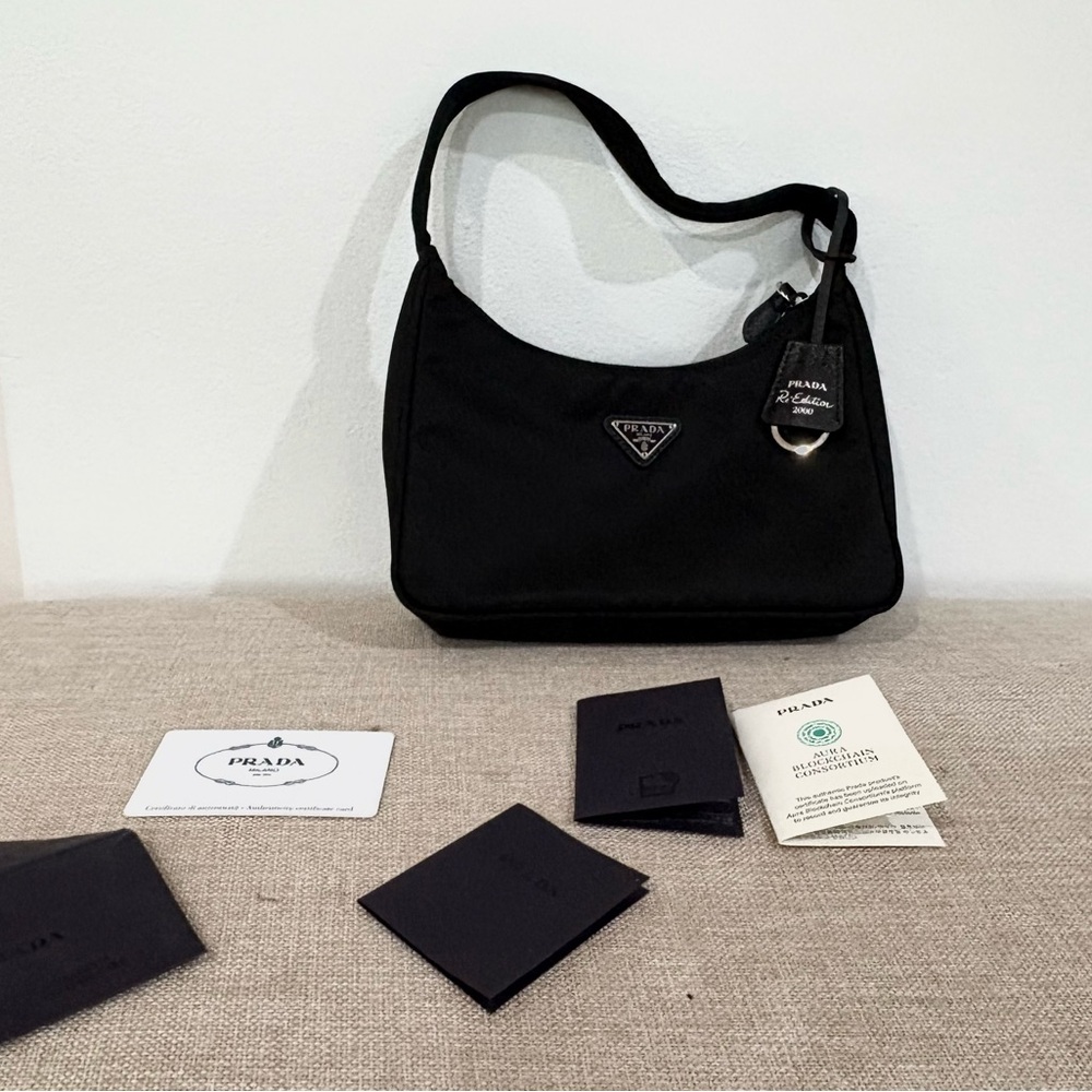Prada Black Nylon Shoulder Bag with Triangle Logo